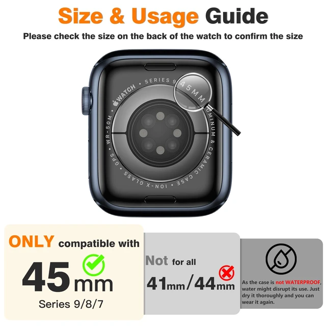 Alt view image 2 of 7 - 2 Pack Hard PC Case with Tempered Glass Screen Protector Compatible with Apple Watch Series 9 (2023) Series 8 Series 7 45mm, Ultra-Thin Scratch Resistant Cover for iWatch S9/S8/S7, Black
