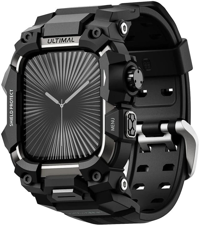 Main image of Rugged Case with Band for Apple Watch 46mm,Compatible with Apple Watch Series 11/10, Military Grade Shockproof Bumper Cover for iWatch Tactical Band Men (Black, 46mm)