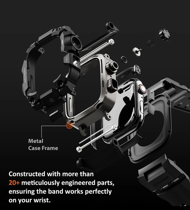 Alt view image 4 of 6 - Rugged Case with Band for Apple Watch 46mm,Compatible with Apple Watch Series 11/10, Military Grade Shockproof Bumper Cover for iWatch Tactical Band Men (Black, 46mm)