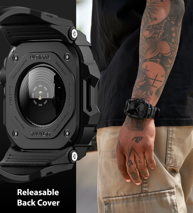 Alt view image 6 of 6 - Rugged Case with Band for Apple Watch 46mm,Compatible with Apple Watch Series 11/10, Military Grade Shockproof Bumper Cover for iWatch Tactical Band Men (Black, 46mm)