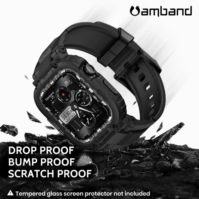 Alt view image 3 of 7 - Bands Case Compatible with Apple Watch Series 11/10 46mm for Men, M1 Sport Rugged Heavy Duty Cover Tactical Strap Military Grade Protective Bumper Protector for iWatch 46 mm Men Black