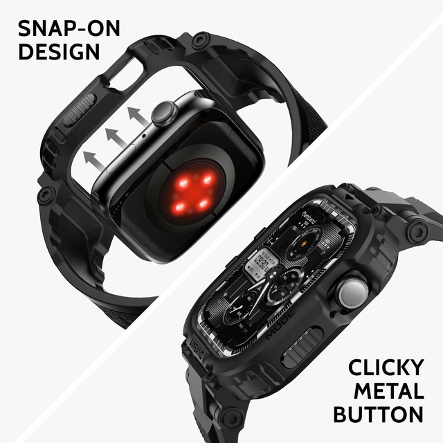 Alt view image 5 of 7 - Bands Case Compatible with Apple Watch Series 11/10 46mm for Men, M1 Sport Rugged Heavy Duty Cover Tactical Strap Military Grade Protective Bumper Protector for iWatch 46 mm Men Black