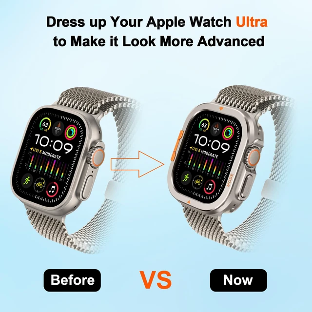 Alt view image 4 of 7 - 2 in-1 Metal Cover Compatible with Apple Watch Ultra 3/2/1 Case 49mm, Rugged Bumper with Back Protector for iWatch Ultra 49mm, Titanium