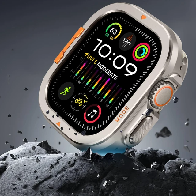 Alt view image 5 of 7 - 2 in-1 Metal Cover Compatible with Apple Watch Ultra 3/2/1 Case 49mm, Rugged Bumper with Back Protector for iWatch Ultra 49mm, Titanium