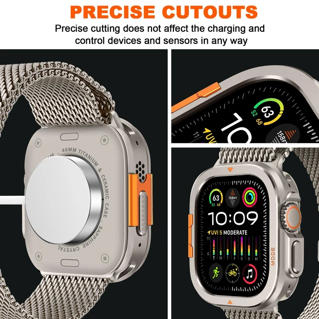 Alt view image 6 of 7 - 2 in-1 Metal Cover Compatible with Apple Watch Ultra 3/2/1 Case 49mm, Rugged Bumper with Back Protector for iWatch Ultra 49mm, Titanium