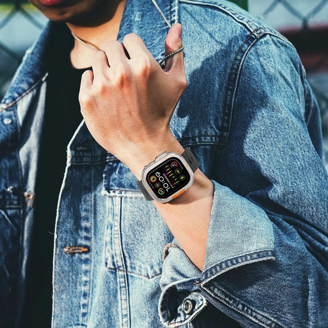 Alt view image 7 of 7 - 2 in-1 Metal Cover Compatible with Apple Watch Ultra 3/2/1 Case 49mm, Rugged Bumper with Back Protector for iWatch Ultra 49mm, Titanium