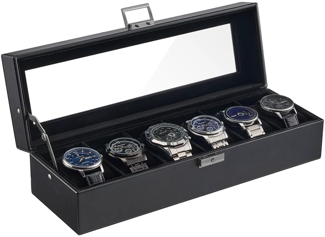 Main image of 6 Slots Watch Case Box for Men -AllBlack