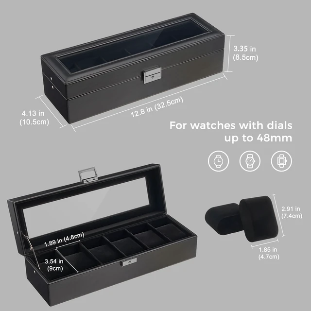 Alt view image 5 of 7 - 6 Slots Watch Case Box for Men -AllBlack