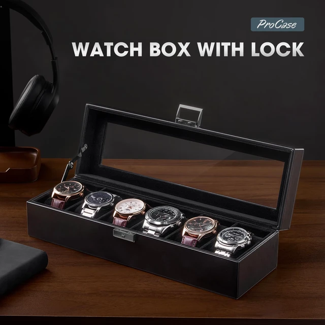 Alt view image 6 of 7 - 6 Slots Watch Case Box for Men -AllBlack