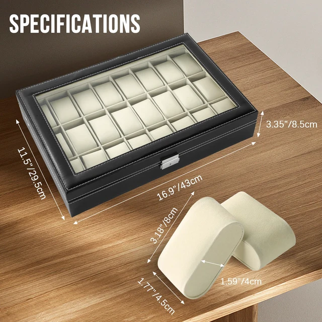 Alt view image 2 of 6 - 24 Slots Watch Box, Watch Display Organizer for Men Women