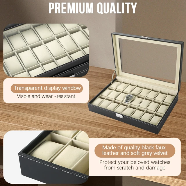 Alt view image 3 of 6 - 24 Slots Watch Box, Watch Display Organizer for Men Women