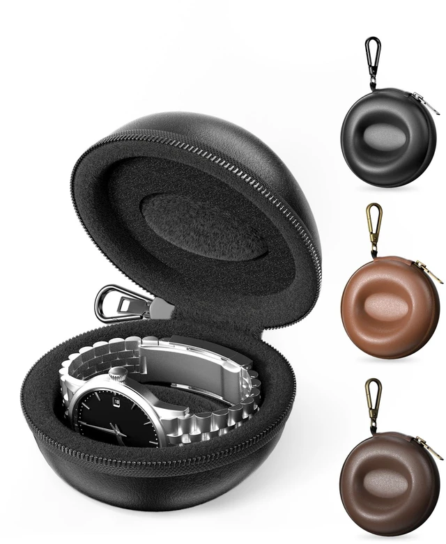 Main image of Single Watch Travel Case with Carabiner Clip, EVA Hard Shell