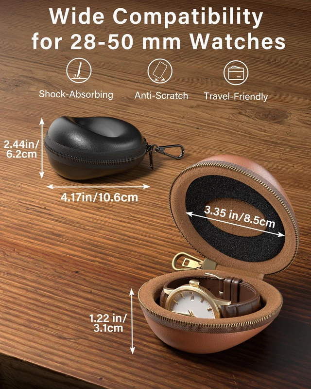 Alt view image 7 of 7 - Single Watch Travel Case with Carabiner Clip, EVA Hard Shell