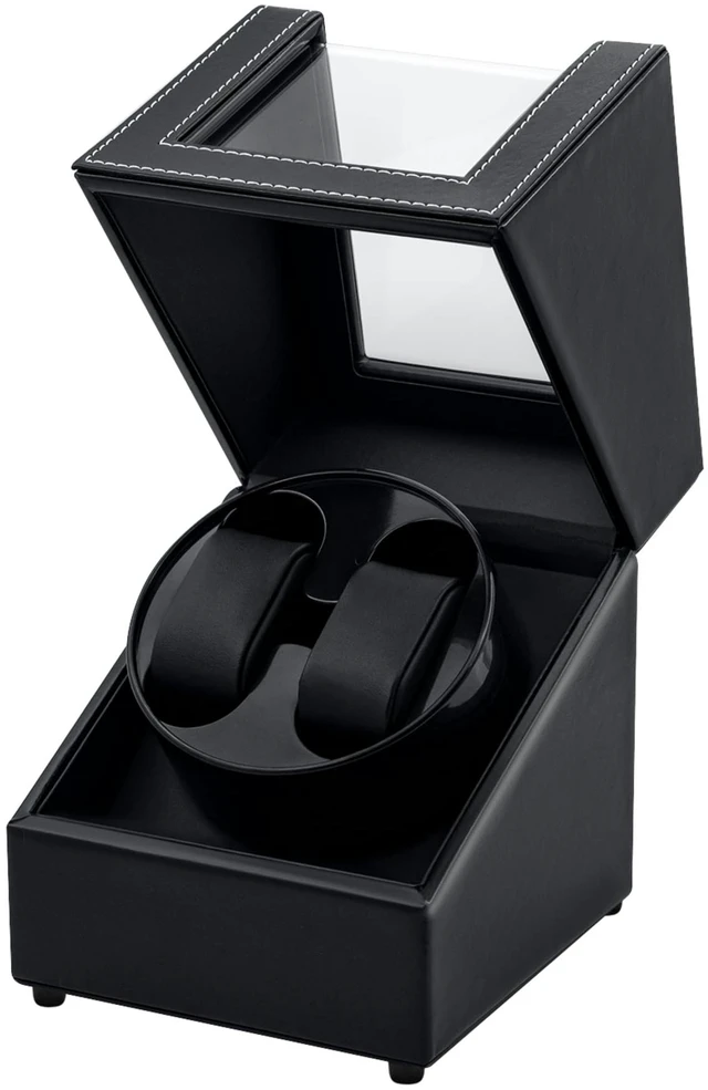 Main image of Watch Winder for Automatic Watches, Double Automatic Watch Winder Box with Quiet Japan-made Motor, Automatic Watch Display Storage Rotation Wristwatch Box with 2 Slots (Black PU Leather)