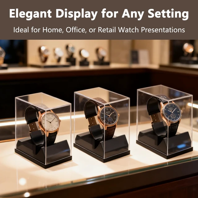Alt view image 7 of 7 - Black Watch Display Stand Box Single Watch Holder Case for Men and Women Acrylic Bracelet Display Rack Jewelry Holder Stand Watch Organizer and Storage Case