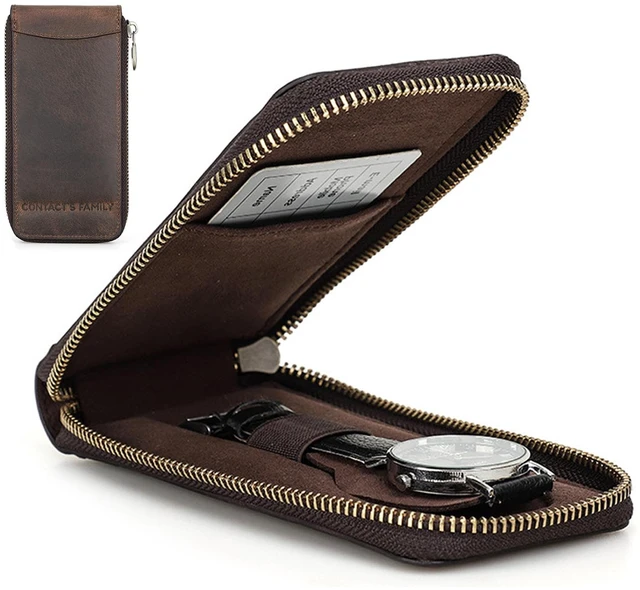 Main image of Genuine Leather Watch Travel Case, Travel Watch Case for Men, Portable Watch Travel Pouch, Watch Storage Organizer Men's Accessories