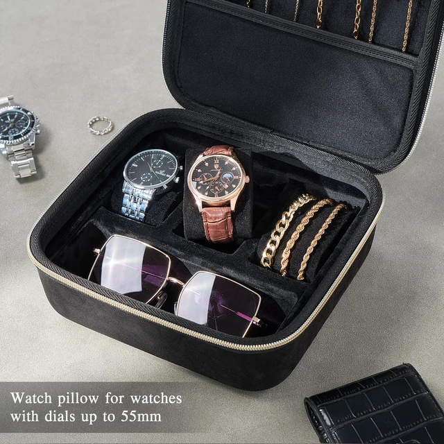 Alt view image 3 of 7 - Mens Travel Jewelry Case, Jewelry Box & Organizer for Men -Black