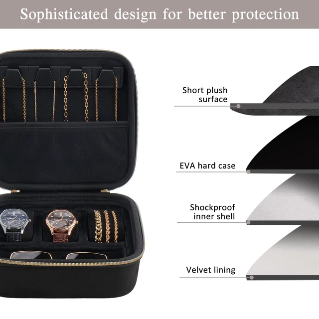 Alt view image 5 of 7 - Mens Travel Jewelry Case, Jewelry Box & Organizer for Men -Black