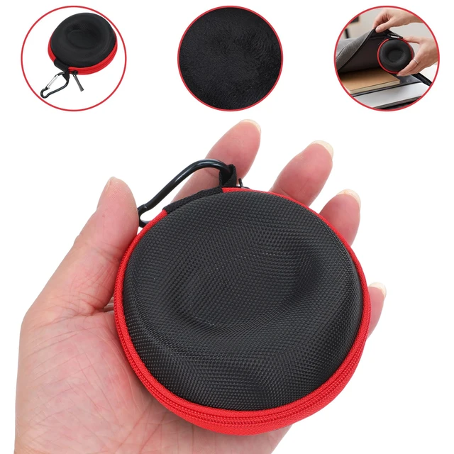 Alt view image 3 of 7 - 10-Pack Watch Case for Travel, EVA Single Watch Storage Box for Wristwatches and Smart Watches up to 2 Inches (50mm), Black with Red Trim, Includes Black Sponge Pad and 10 Carabiners