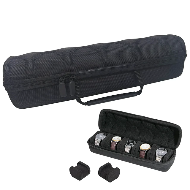 Main image of Hard Watch Travel Case for Men & Women, 5 Slot Portable Watch Holder Organizer with Shockproof Protection, Lightweight Watch Storage Case for Travel and Home Display