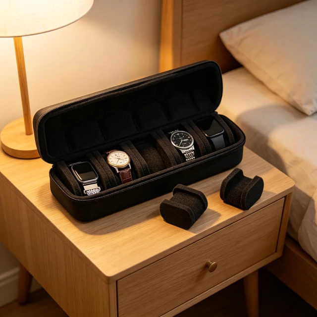 Alt view image 3 of 6 - Hard Watch Travel Case for Men & Women, 5 Slot Portable Watch Holder Organizer with Shockproof Protection, Lightweight Watch Storage Case for Travel and Home Display