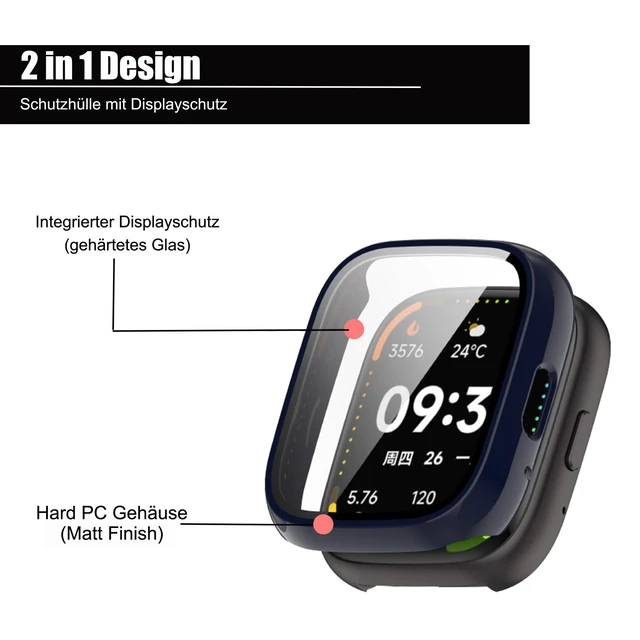 Alt view image 5 of 5 - Compatible for BIGGERFIVE Smart Watch Case, Hard PC Case with Screen Protector Compatible with BIGGERFIVE BW02 Smart Watch/Brave 2-1.8 inches (Blue+Clear)