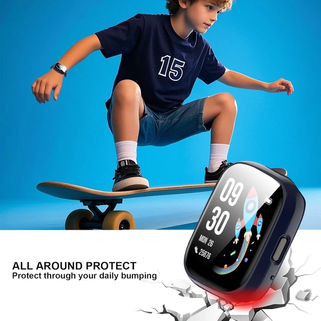 Alt view image 4 of 5 - Compatible for BIGGERFIVE Smart Watch Case, Hard PC Case with Screen Protector Compatible with BIGGERFIVE BW02 Smart Watch/Brave 2-1.8 inches (Blue+Clear)