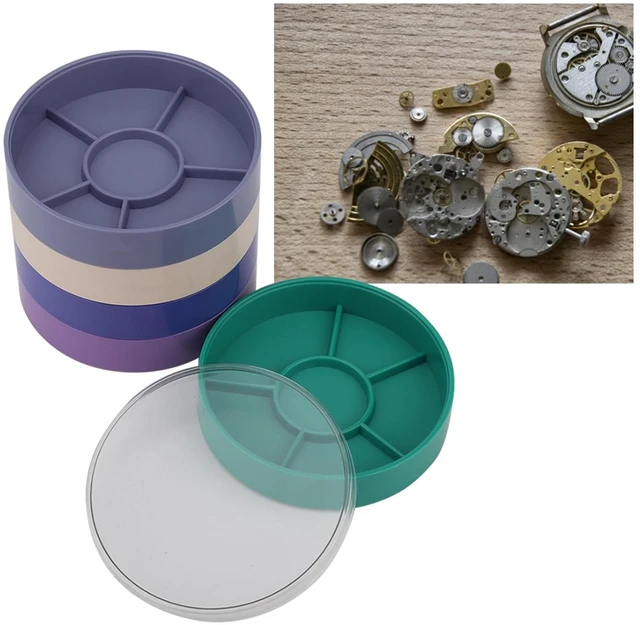 Main image of Watch Parts Storage Box, 5 Layer Watch Parts Box Container, Colorful Watch Repair Parts Organizer, Round Plastic Watch Repair Tools Tray Holder for Movement Screw Component