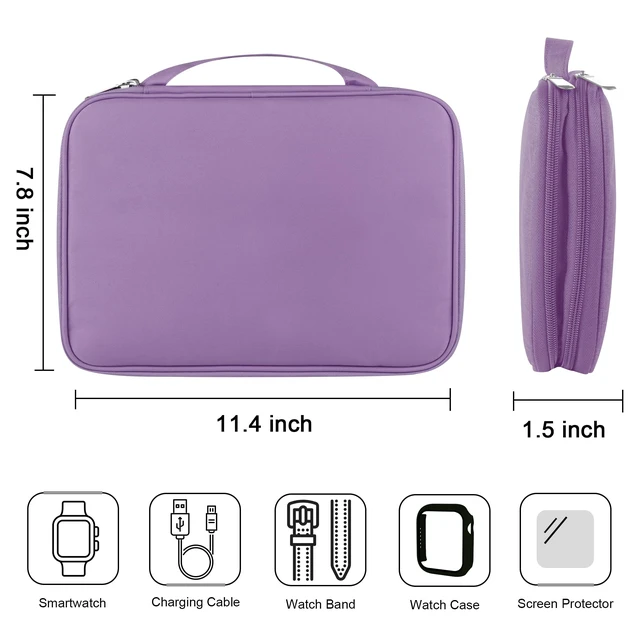 Alt view image 3 of 6 - Watch Band Case, Watch Band Storage Organizer Compatible with 35 Watch Bands and Accessories, Watch Straps Carrying Case, Watch Band Holder Fit for Most Sizes of Watch Straps, Purple