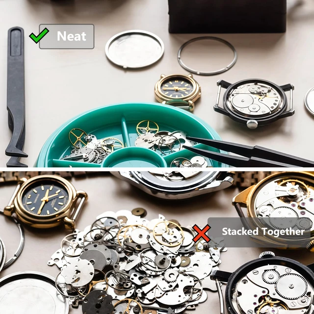 Alt view image 5 of 7 - Watch Parts Storage Box, 5 Layer Watch Parts Box Container, Colorful Watch Repair Parts Organizer, Round Plastic Watch Repair Tools Tray Holder for Movement Screw Component