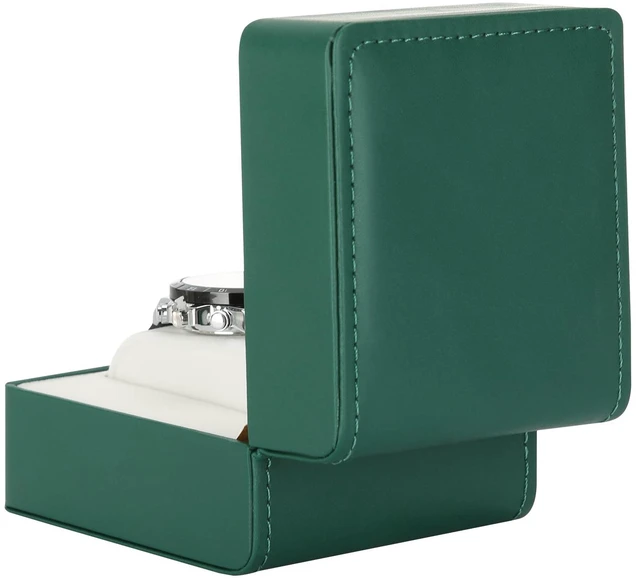 Alt view image 3 of 7 - PU Leather Watch Box, Compact Watch Gift Case with Pillow for Women Men, Travel Watch Holder Storage Boxes for Birthdays Anniversary Father's Day Graduations (Green)