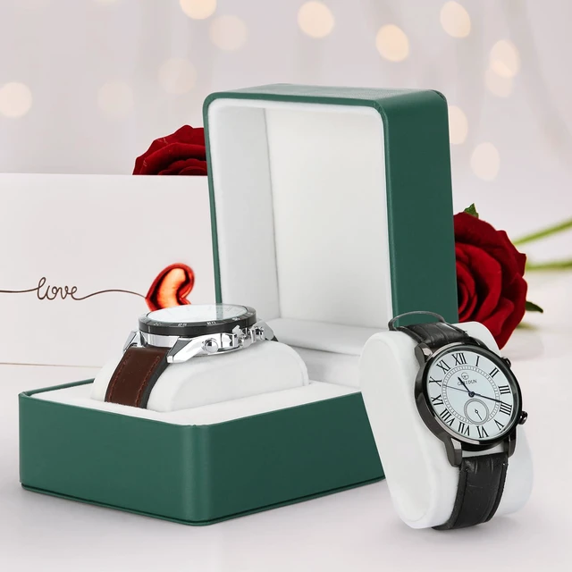 Alt view image 5 of 7 - PU Leather Watch Box, Compact Watch Gift Case with Pillow for Women Men, Travel Watch Holder Storage Boxes for Birthdays Anniversary Father's Day Graduations (Green)