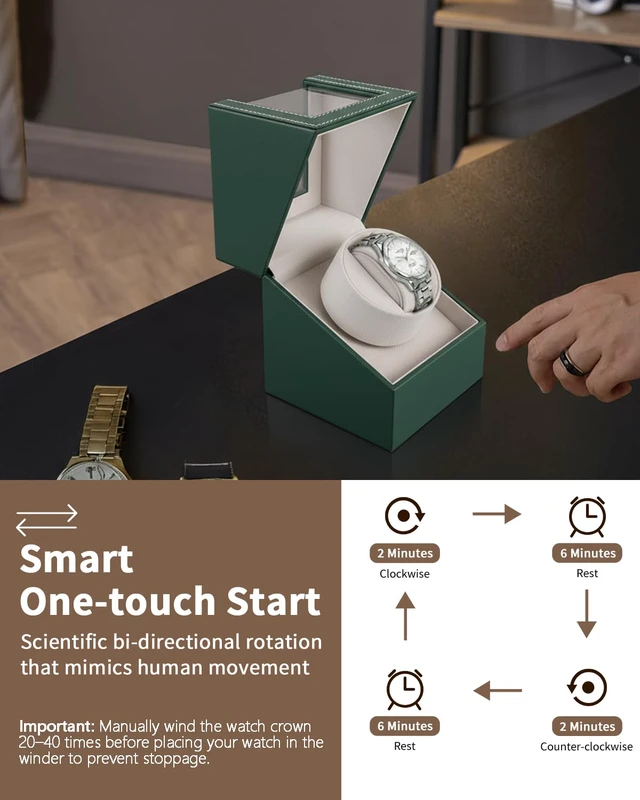 Alt view image 3 of 7 - Watch Winder for Automatic Watches: Automatic Single Watch Winder Box