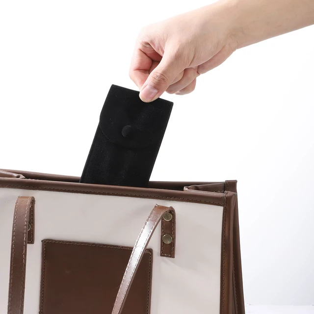 Alt view image 3 of 7 - 2 Pcs Velvet Watch Pouch Portable Flannelette Watch Storage Bag Single Travel Pouch for Men and Women Storage Bag Luxury Gift Bags with Snap Button for Jewelry Organizer (Black)
