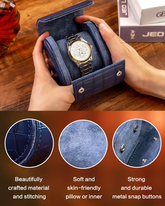Alt view image 5 of 7 - Single Watch Travel Case-Classic Leather Watch Case With Superb Texture.(Portable Watch Roll Or Organizer For Storage And Display).Festival Gift For Men, All Handcrafted By Artisans.
