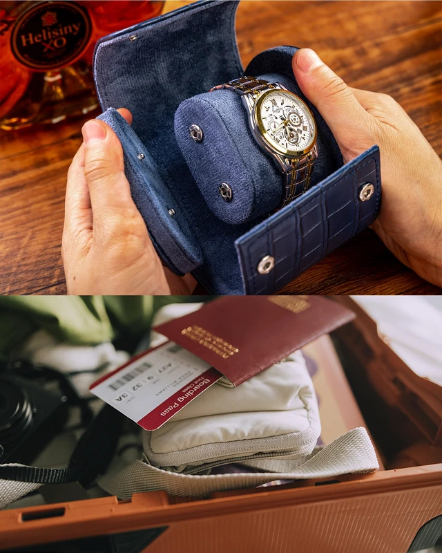 Alt view image 7 of 7 - Single Watch Travel Case-Classic Leather Watch Case With Superb Texture.(Portable Watch Roll Or Organizer For Storage And Display).Festival Gift For Men, All Handcrafted By Artisans.