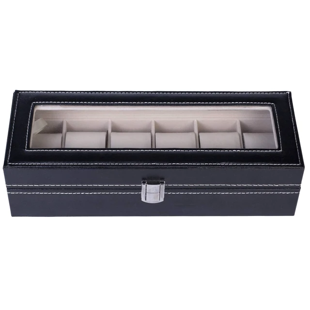 Alt view image 2 of 7 - Watch Box for Men,6 Slot Mens Watch Case with Large Glass Lid,Watch Storage Box Watch Holder Organizer,Watch Display Case for Men & Women Gift