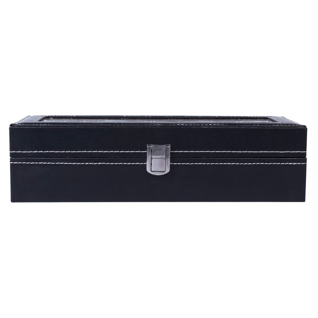 Alt view image 6 of 7 - Watch Box for Men,6 Slot Mens Watch Case with Large Glass Lid,Watch Storage Box Watch Holder Organizer,Watch Display Case for Men & Women Gift