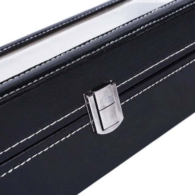 Alt view image 7 of 7 - Watch Box for Men,6 Slot Mens Watch Case with Large Glass Lid,Watch Storage Box Watch Holder Organizer,Watch Display Case for Men & Women Gift