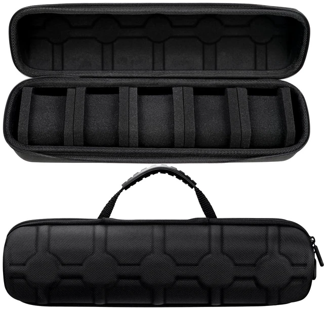 Alt view image 2 of 6 - 5 Slots Hard Watch Travel Case, Portable Nylon Zipper Storage Organizer Box for Men Women with Soft Compressible Foam Pillow Black