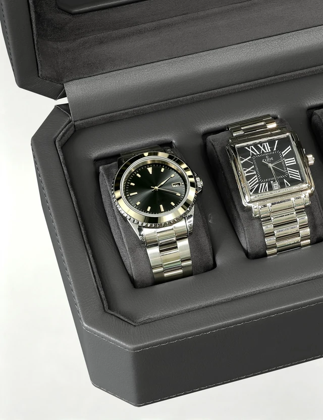 Alt view image 5 of 7 - High Quality Watch Case with Lock, PU Leather Watch Organizer Display Case