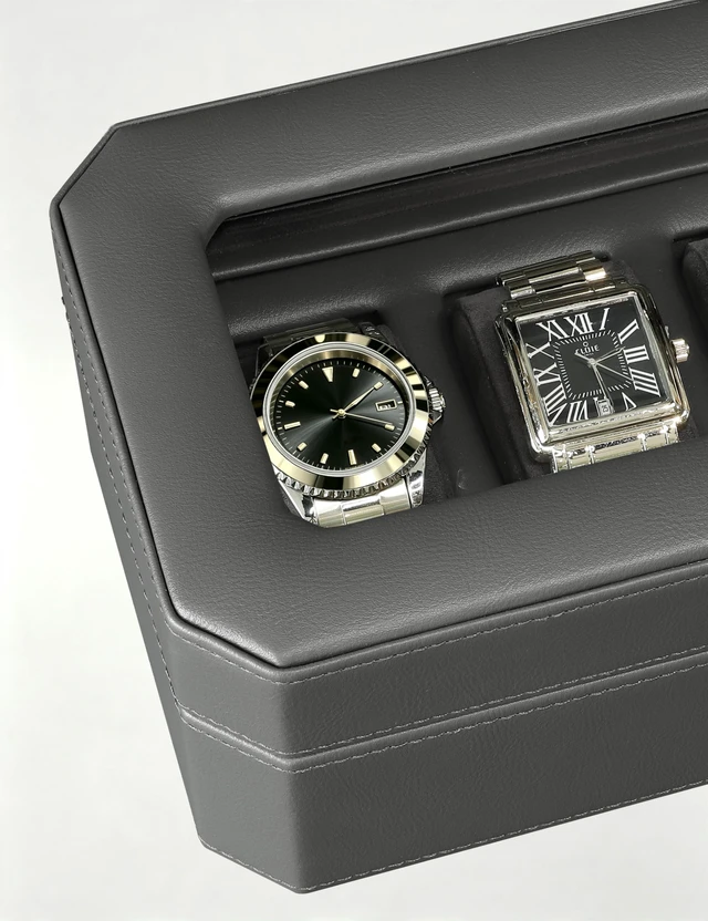 Alt view image 6 of 7 - High Quality Watch Case with Lock, PU Leather Watch Organizer Display Case