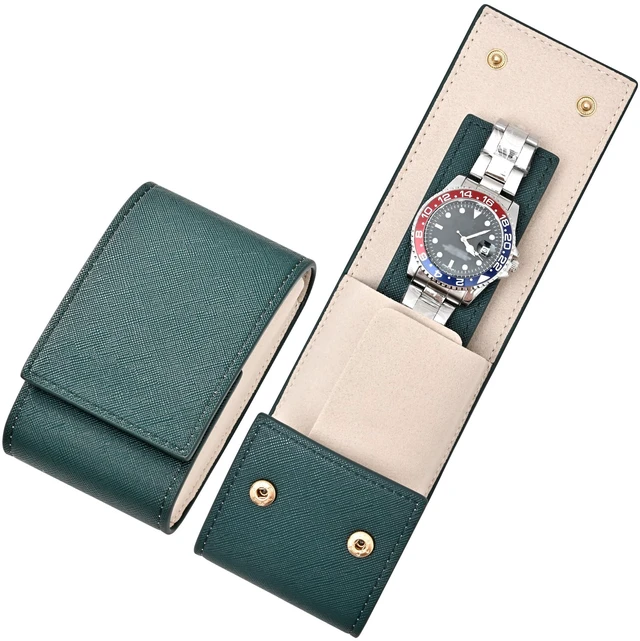 Main image of Travel Leather Watch Pouch, Watch Travel Case with Suede Lining | Luxury Leather Travel Watch Case Single Watch Pouch for Men and Women