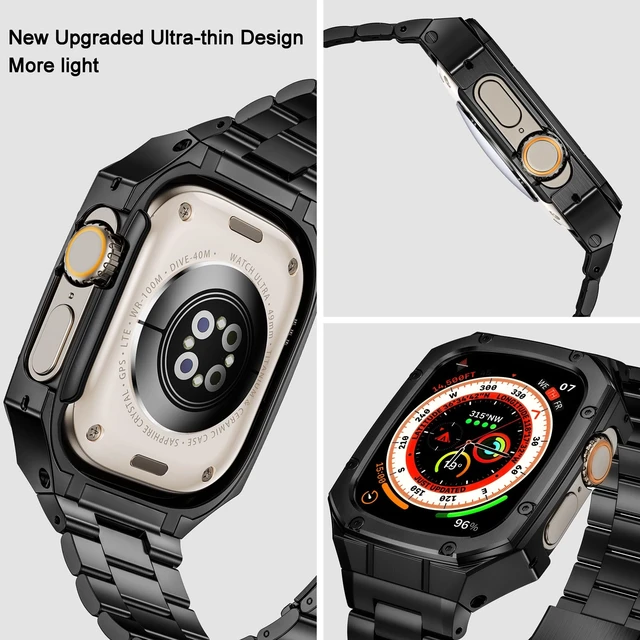 Alt view image 2 of 6 - Stainless Steel Watch Band with Case Compatible with Apple Watch Ultra 49mm