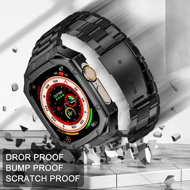 Alt view image 3 of 6 - Stainless Steel Watch Band with Case Compatible with Apple Watch Ultra 49mm