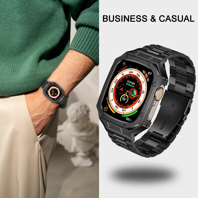 Alt view image 5 of 6 - Stainless Steel Watch Band with Case Compatible with Apple Watch Ultra 49mm