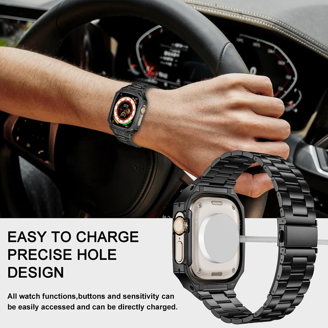 Alt view image 6 of 6 - Stainless Steel Watch Band with Case Compatible with Apple Watch Ultra 49mm