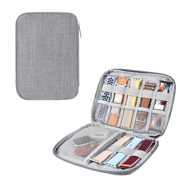Main image of Watch Band Organizer, Watch Band Storage Case, Waterproof Smart Watch Band Organiser Case, Travel Organiser Bag for Watch Bands for Bands and Accessories,Watch Band Pin,Cable,Earphones (Gray)