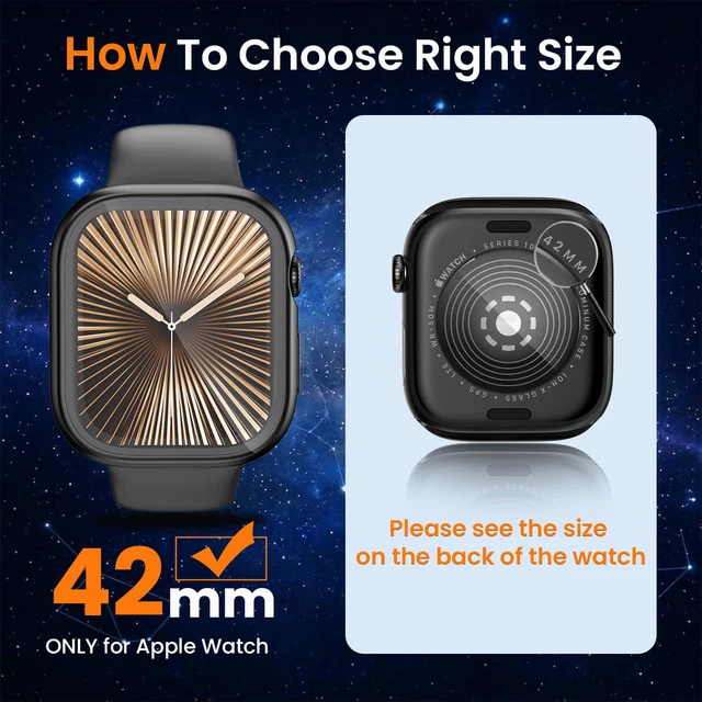 Alt view image 2 of 7 - 3 in 1 Waterproof Case for 42mm Apple Watch Series 11/10, Black