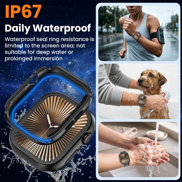 Alt view image 3 of 7 - 3 in 1 Waterproof Case for 42mm Apple Watch Series 11/10, Black